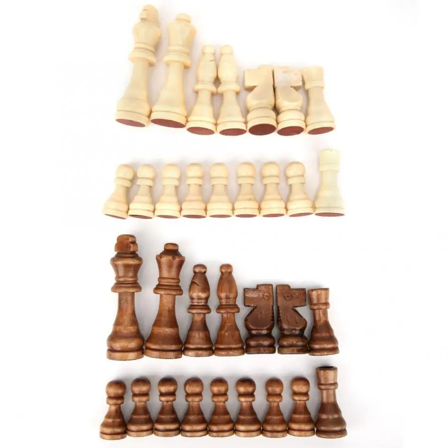 32pcs 55/77/91mm Wooden International Chess Piece Parent-Child Interaction Puzzle Toy Gift Children Chess Games Family Activity wooden chess chess pieces chess puzzle game