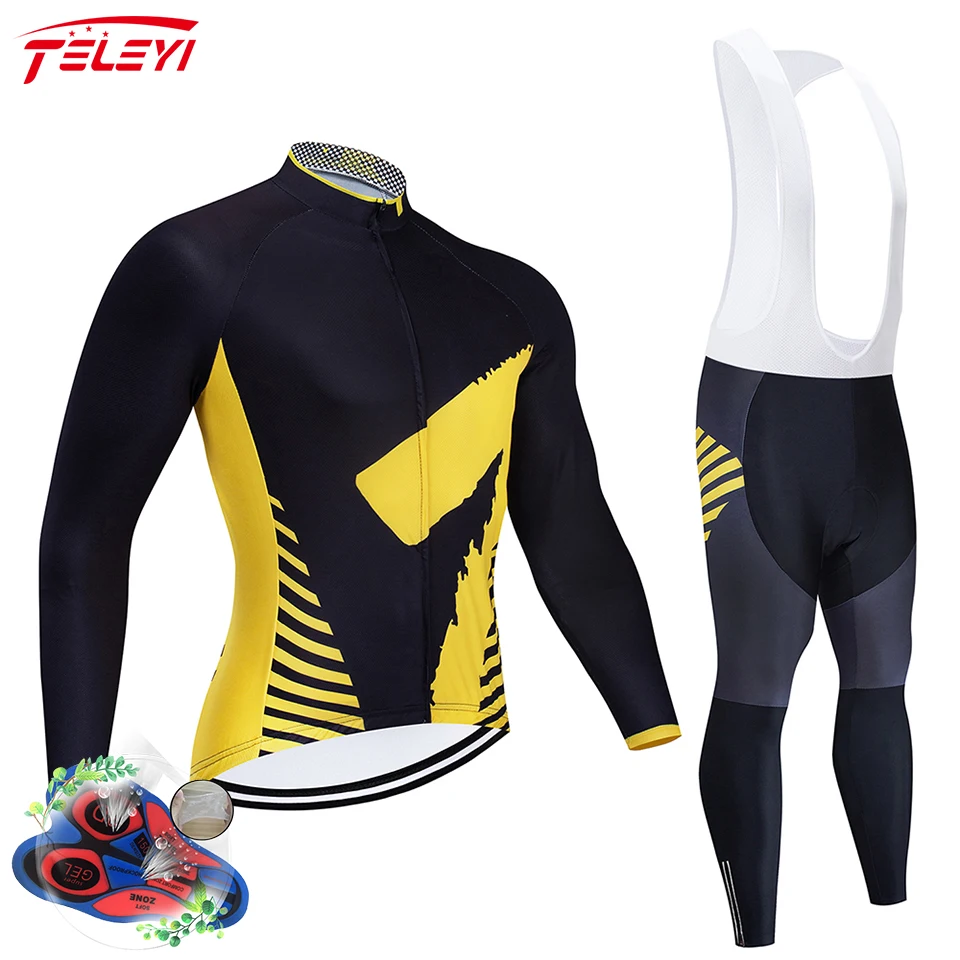Long Jersey Suit Велоспорт Джерси командный велосипед Зимний теплый флис с длинным рукавом набор Ropa Ciclismo велосипед Триатлон Велоспорт - Цвет: Long Jersey Suit