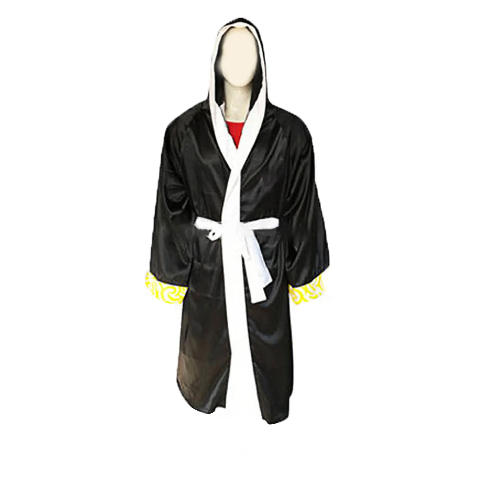 Men Long Sleeve Waist Belt Competition Training Muay Thai Boxing Robe Uniform Boxing Jersey