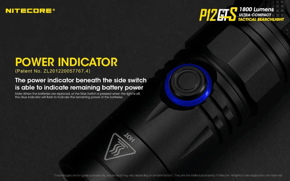 NITECORE P12GTS светодиодный фонарик Cree XHP35 HD 1800 лм водонепроницаемый тактический фонарь с 18650 батареей для кемпинга