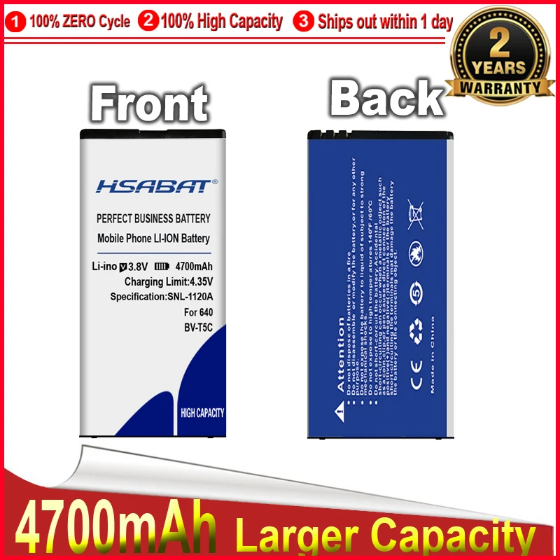 HSABAT BV-T5C 4700mAh Battery for Microsoft Nokia Lumia 640 RM-1109 RM-1113 RM-1072 RM-1073 RM-1077 RM Lumia640 | Мобильные телефоны