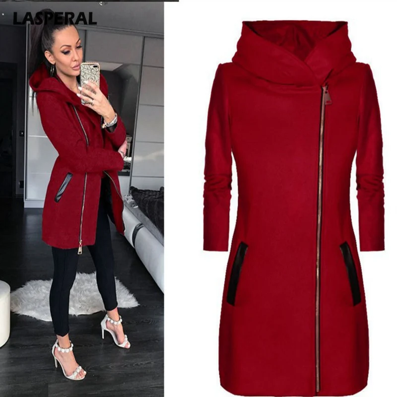 Fashion Autumn Hooded Women Jacket Coat Fashion Long Sleeve Women Overcoat Fashion Warm Zipper Jacket Outwear