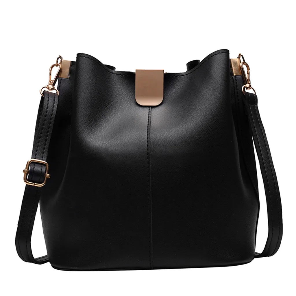 

Women Messenger Bag Fashion Simple Large Capacity Single Shoulder Bag Female PU Leather Bucket Handbags Travel Tote #T30
