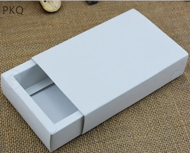 

10pcs White Paper Drawer Boxes Jewelry Displays Blank Packaging Box Carry Case Gift Cardboard Box