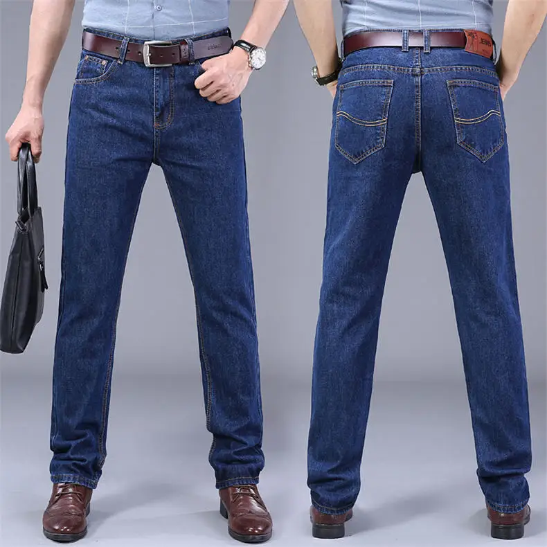 Осенние джинсы мужские повседневные деловые хлопковые облегающие джинсовые брюки подходят джинсы весенние прямые джинсовые брюки мужские тонкие мужские джинсы