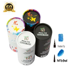 60 цветов, двухконцевая кисть, ручка из фетра, тонкий лайнер для рисования, живопись, акварельный маркер, ручка для рисования цветов, манга, каллиграфия