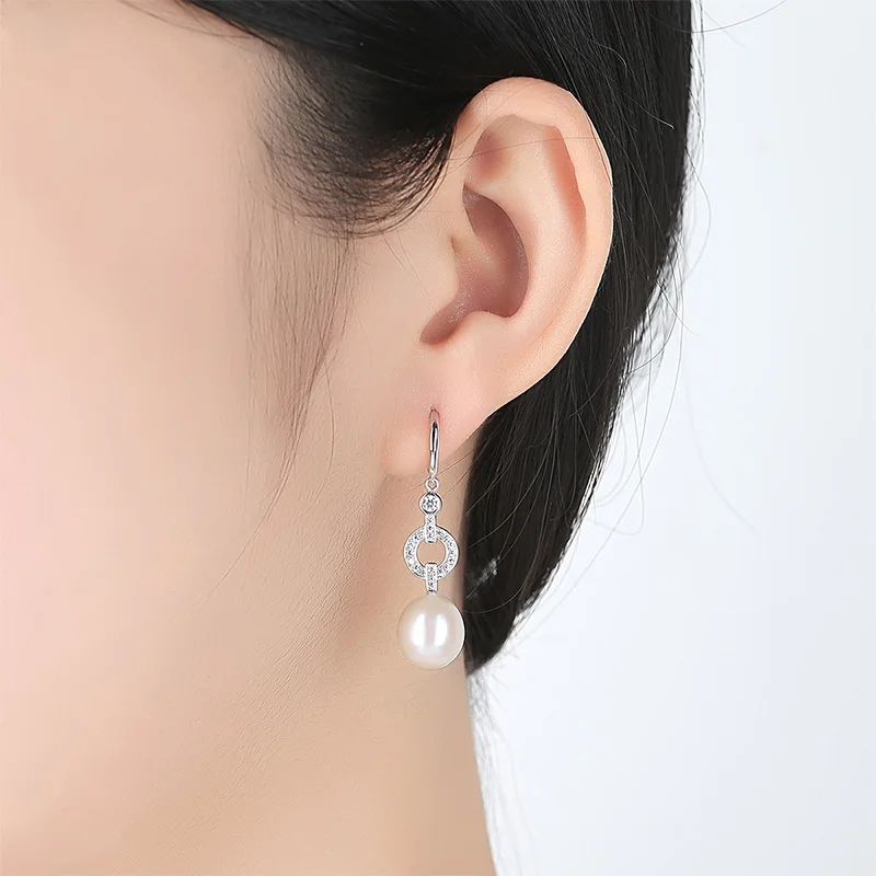 DOTEFFIL Hot Sale Pearl Jewelry Set Earring/Necklace Natural Freshwater Pearl 925 Silver Fine Jewelry For Women Christmas Gifts