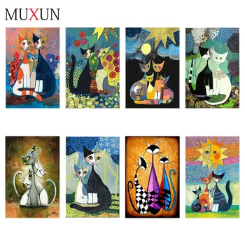 

Full Square / Round 5D Diy Diamond Painting Cartoon Cat Family 3D Embroidery Cross Stitch Animal 5D Mosaic Home Decoration Ep138