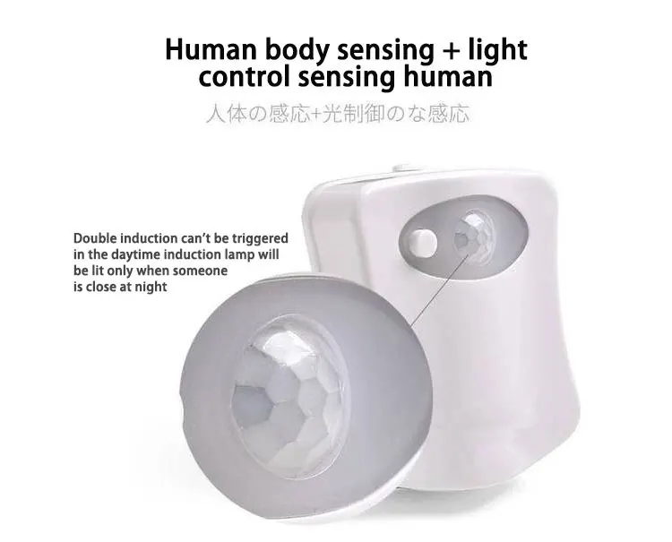 Smart PIR Motion Sensor Toilet Seat Night Light 8 Colors Waterproof Backlight For Toilet Bowl LED Luminaria Lamp WC Toilet Light