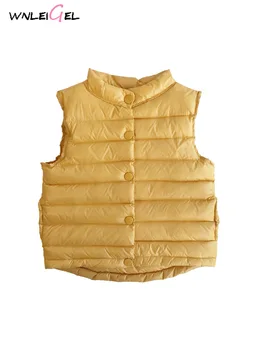

WLG girls winter vests kids solid beige yellow red warm vest baby girl all match casual clothes for 3-7 years