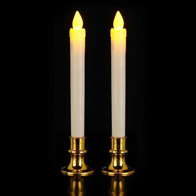2 db Led Gyertyák Lámpa Láng Nélküli Fény Eltávolítható Alapbiztonsági Hosszú Fénye Otthoni Vacsora Karácsonyi Dekorációhoz - Image 4