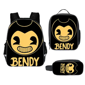 

new Fashion Children's Book-bags Set Bendy and the Ink Machine Pattern Kids School Bags Teenagers Shoulder Book Bag Mochila