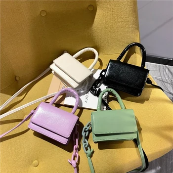 

Women Elegant Chain Shoulder Handbag Candy Color PU Leather Crossbody Bags Totes Fashion Exquisite Shopping Bag