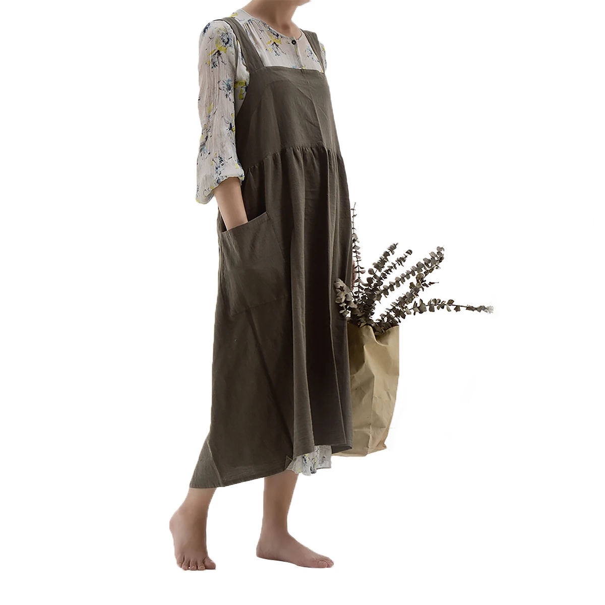 

Faroot Adults Apron, Solid Color Adjustable Sleeveless Housekeeping Apron Cooking Accessories