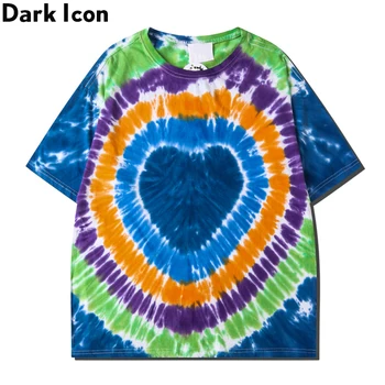

Dark Icon Love Heart Tie Dyeing T-shirt Men 2020 Summer Street Oversized Men's Tshirt Cotton Tee Shirts Male Top