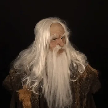 

Old Man Scary Mask Cosplay Scary Full Head Latex Mask for Halloween Horror Funny Cosplay Party Mask Long hair Helmet Real Masks