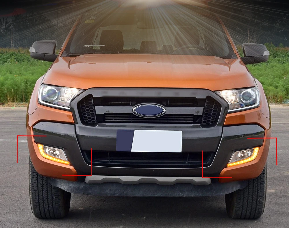 CSCSNL 2 шт. Автомобильный светодиодный дневные ходовые огни DRL для Ford Ranger Авто белый и желтый противотуманный фонарь светодиодный передний бампер