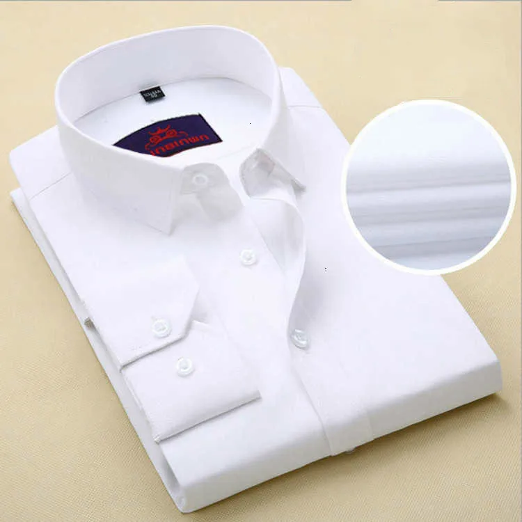 Однотонная мужская деловая официальная рубашка, белая мужская рубашка с отложным воротником и длинным рукавом, Мужская Облегающая рубашка с длинным рукавом