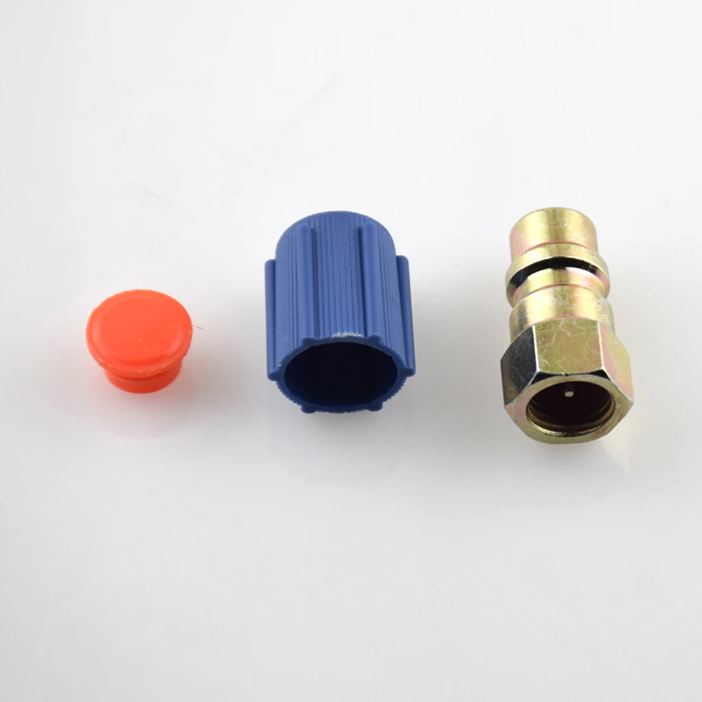 1 Pcs 7/16 Low A/C Service Charging Port Adapter Retrofits R12 To R134a & Cap
