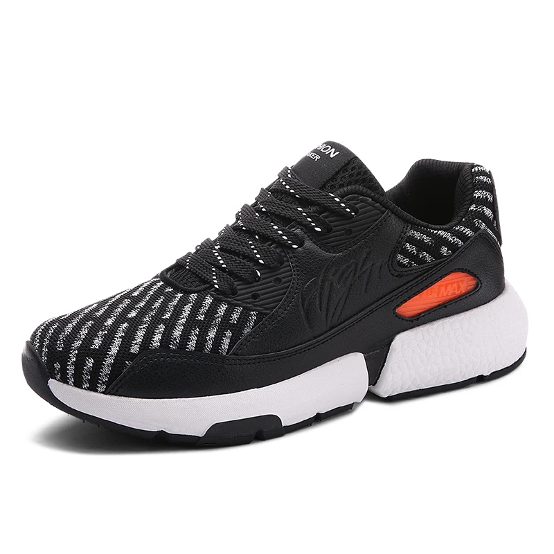 

Mens tide shoes flyweather lace-up flats sport running tennis sneakers male black white color casual shoes wholesale