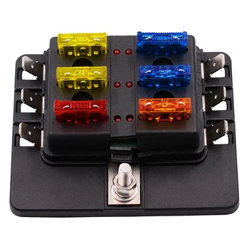

Car Modified 6-way Fuse Box Base Plug-in PC Terminal Block Set 12-30v with LED Indicator