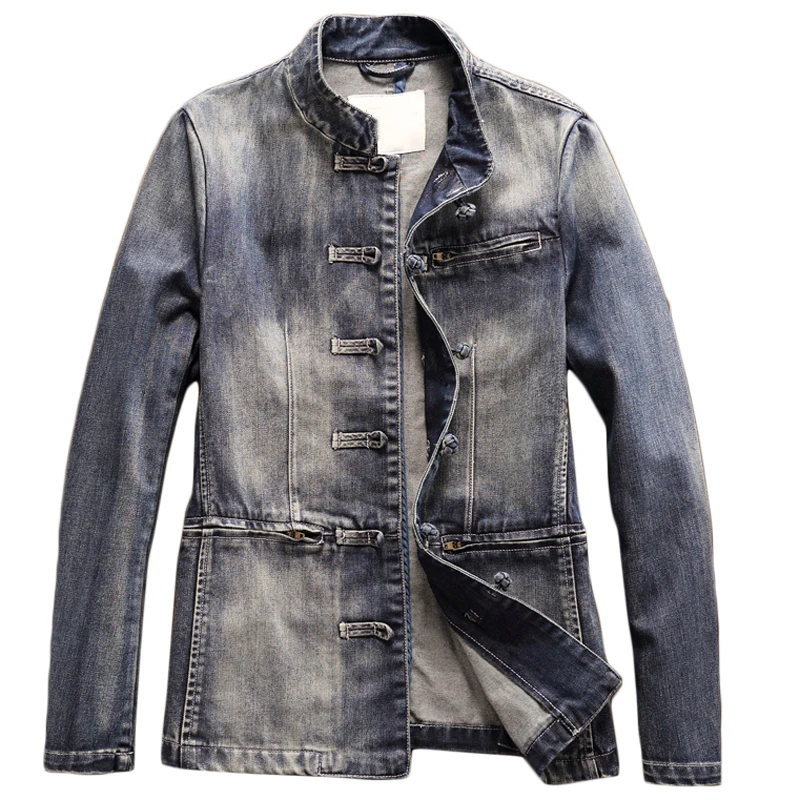 

Chinese Style Traditional Men 's Jackets Jeans Coats Cowboy Men's Suit Dress Jeans Jacket Streetwear Plus Size 3XL C2179