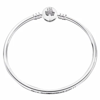 

925 Sterling Silver Bangle Wonderful World Park Castlel Clasp Smooth Bracelet Bangle Fit Bead Charm Diy Pandora Jewelry