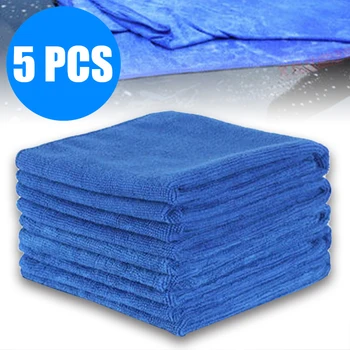 

Hot 5pcs set Blue Microfiber Clean Auto Car Detail Soft Microfiber Cloths towels Wash Duster For Car Cleaning Accessories