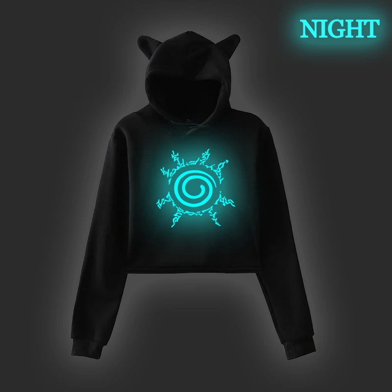 

New Hoodies Naruto Design Hoody Hodies Women Luminous Pullover Streetwear Ladies Cat Ear Sweatshirts Kleding Vrouwen Harajuku