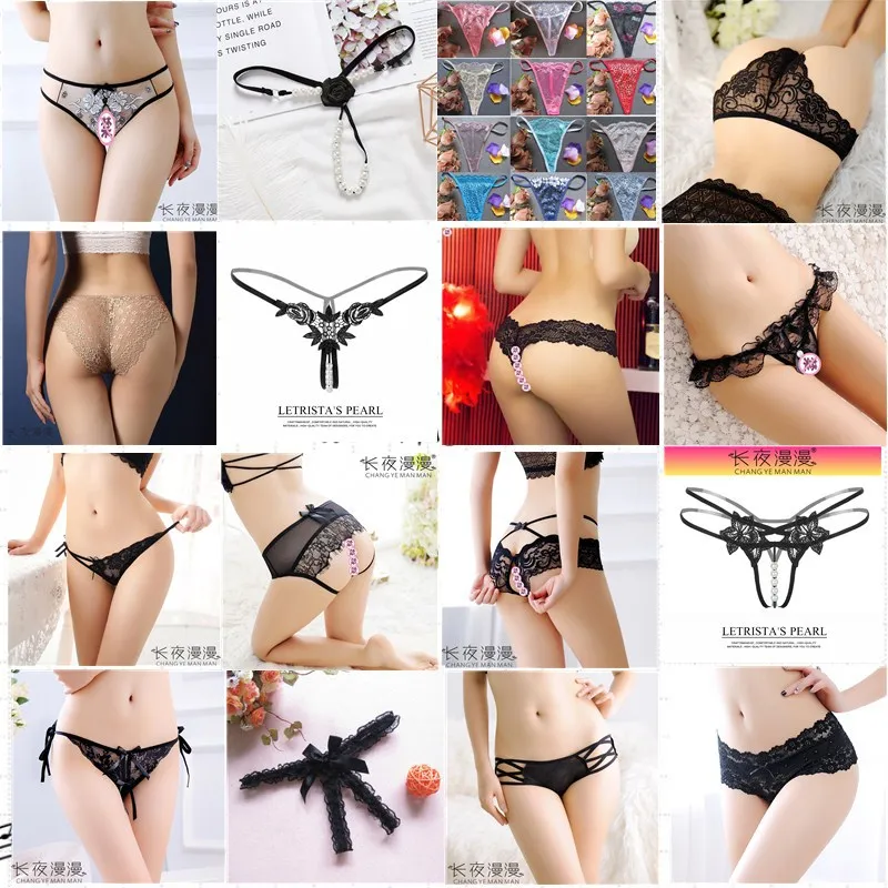 Long night sexy up open file thong t-pants women's transparent fun lace underwear combination set | Тематическая одежда и