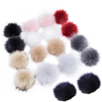 

18Pcs Faux Fox Fur Pom Balls with Elastic Strap and Sewing Buttons for Knitting Hat Crocheted Hats Bag Charm Accessories Christm