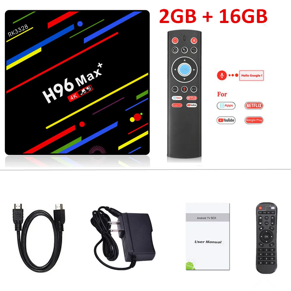 H96 MAX plus RK3328 Android 9,0 ТВ-приставка 4 Гб ОЗУ 64 Гб ПЗУ 32 Гб ТВ-приставка Wifi 4K Netflix Youtube 2G16G смарт-медиаплеер - Цвет: 2G 16G Voice Control