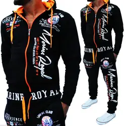 Zogaa/брендовый мужской спортивный костюм, 2 предмета, весенне-осенний спортивный костюм, Повседневный свитер с капюшоном и штаны, подходящий