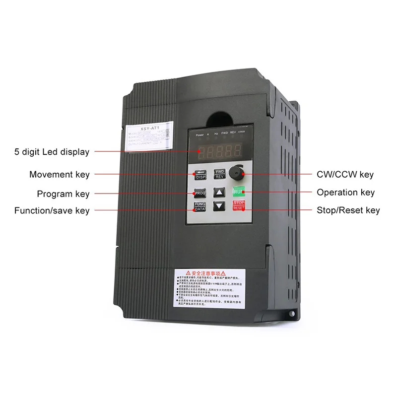 Частотно-регулируемый привод, Vfd преобразователь частоты 2.2Kw 3Hp 220V 12A для управления скоростью вращения двигателя шпинделя(Vfd-2.2Kw) CNIM H