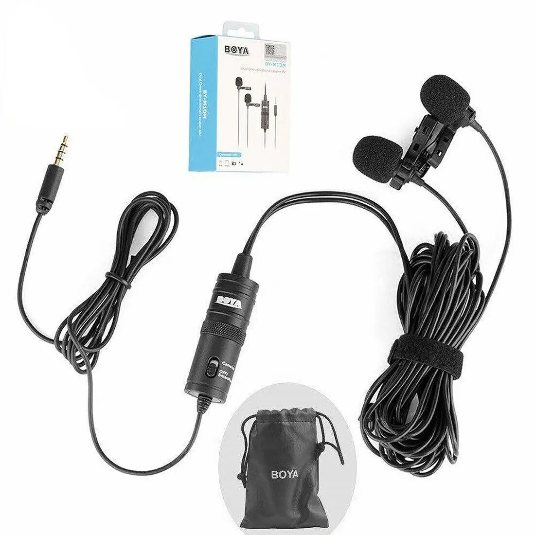 Suitable for Canon Nikon IPhone portable camcorder BOYA BY-M1DM microphone with 4M cable double head lapel SLR camera clip