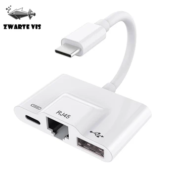 

Network Cable Converter 3 in 1 Rj45 for Huawei Mate Book/apple Macbook TYPE-C to Rj45 PD HUB Ethernet Connector Charging 3.0USB