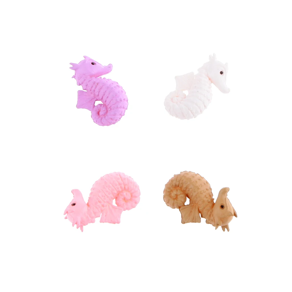 4pcs Micro Landscape Miniature Dollhouse Resin Seahorse Statue Bonsai Yard