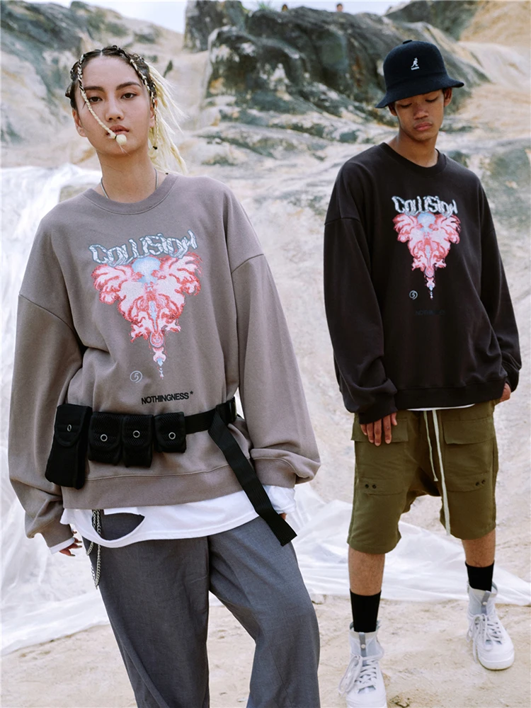 CoooColl Новинка 19FW Осень Зима хип-хоп одежда с капюшоном для улицы модный хип-хоп тяжелый дымчатый принт Толстовка для мужчин пуловер Топ толстовки