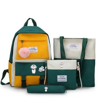 

4 set High School backpack Bags for Teenage Girls 2020 Canvas Travel Backpack Women Bookbag TATA CHIMMY jimin Jungkook j-hope Rm