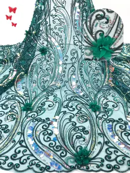 

top quality by 3d flower with beads in sequins lace fabric JOY-2717 Fashionable french style lace fabric for party