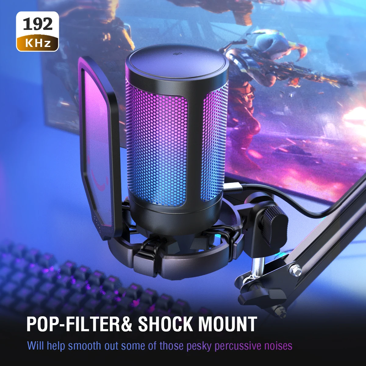 Microfone para pc Montagem de Choque Controle de Ganho para Podcasts Mac com Filtro Fifine Condensador Gaming Ps5 Pop & Twitch Youtube Usb Ps4 - Image 6