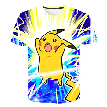 

3D Movie Detective Pokemon Pikachu Tshirt For Children T-shirt Summer boys clothes Casual Anime Cartoon Tees Kid's funny pokémon