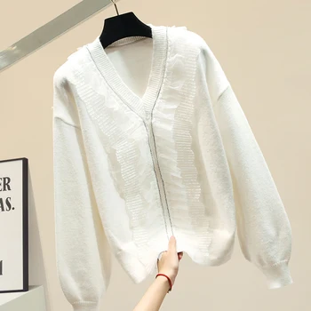 

Lace Panel Pullover Sweater Female Autumn and Winter 2019 New Korean Loose Knit Jacketsweater Sweter Pull Mujer Nancylim