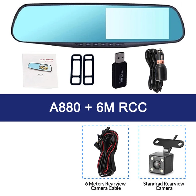 Car DVR Dual Lens Car Camera 4.3 Inch Full HD 1080P Video Recorder Rearview Mirror With Rear view DVR Dash cam Auto Registrator - Название цвета: 6M RCC