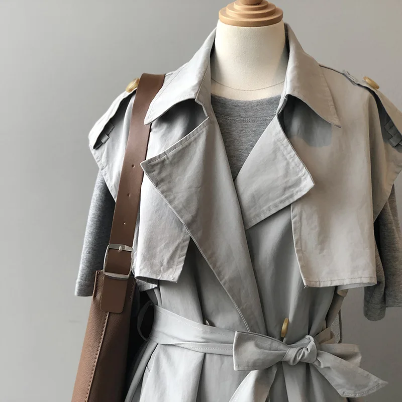 Loose Lace-up Sleeveless Waistcoat New Arrival High Quality Women Comfortable A-line Trench Coat mujer chaqueta