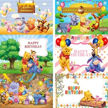

InMemory Newborn Photography Background Cartoon Bear Banner Winnie Baby Shower Backdrop Kids Birthday Party Photo Studio