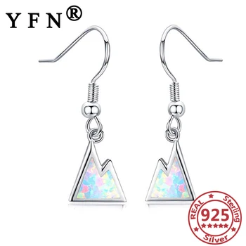 

YFN 925 Sterling Silver Mountain Created Opal Drop Earrings Trendy Jewelry Gift Silver 925 Jewelry Graduation Gifts Girl's Gifts