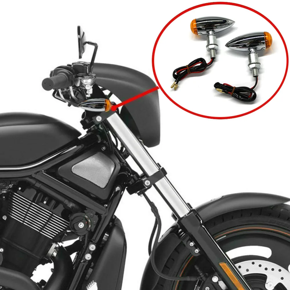 1 Пара мотоциклетный металлический светильник указателя поворота для Harley 12 в супер яркий мотоциклетный указатель поворота, светильник для вождения, индикатор янтарного цвета