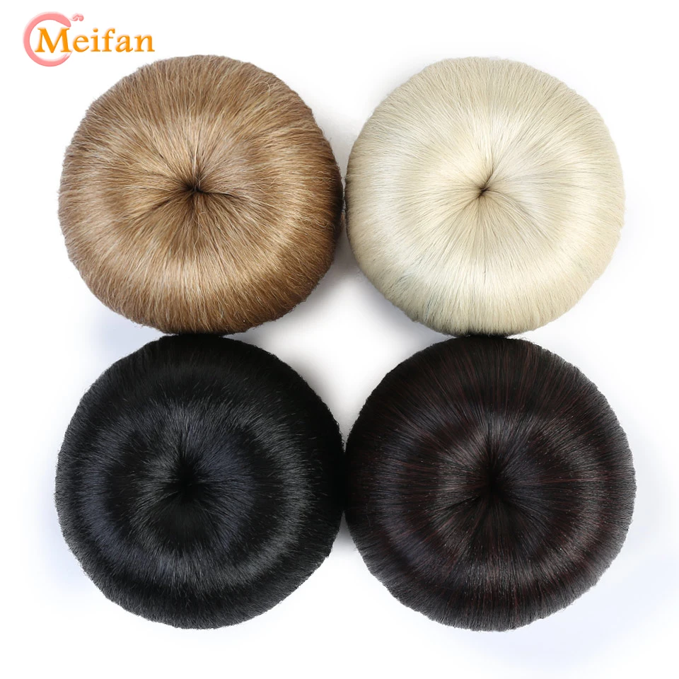 MEIFAN, прямые шиньоны для женщин, волосы с пончиком, ролик, высокотемпературное волокно, синтетические волосы на заколках для наращивания, пучок волос