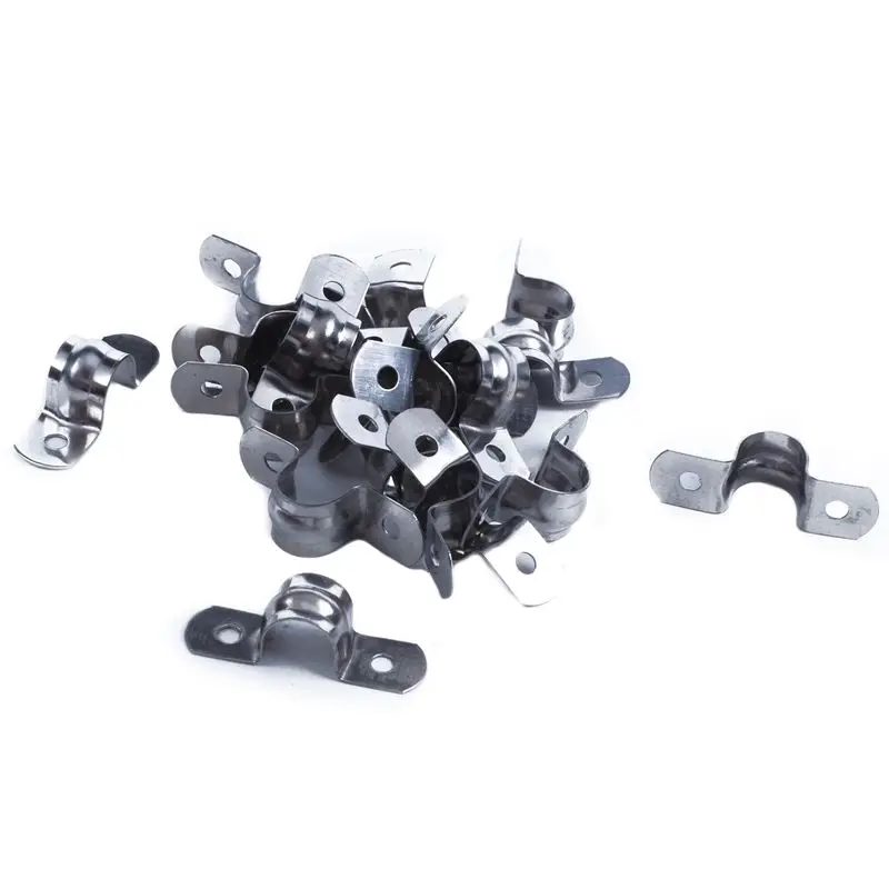 20pcs stainless steel 2-Hole Rigid Pipe Straps Clip Clamp for 12mm Dia Tube
